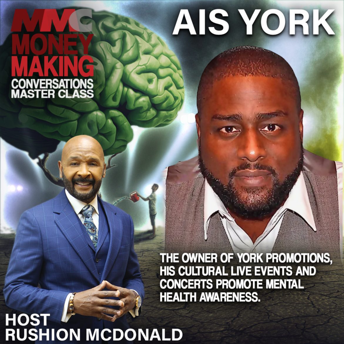 Black Podcasting - Ais York, The owner of York Promotions, his cultural live events and concerts promote mental health awareness.