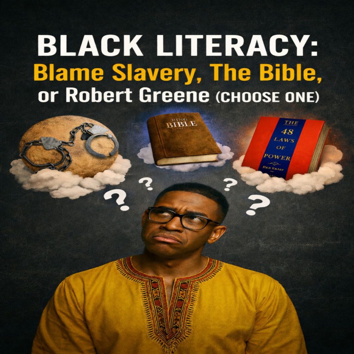Black Podcasting - ﻿﻿Black Literacy: Blame Slavery, The Bible, or Robert Greene (Choose One)